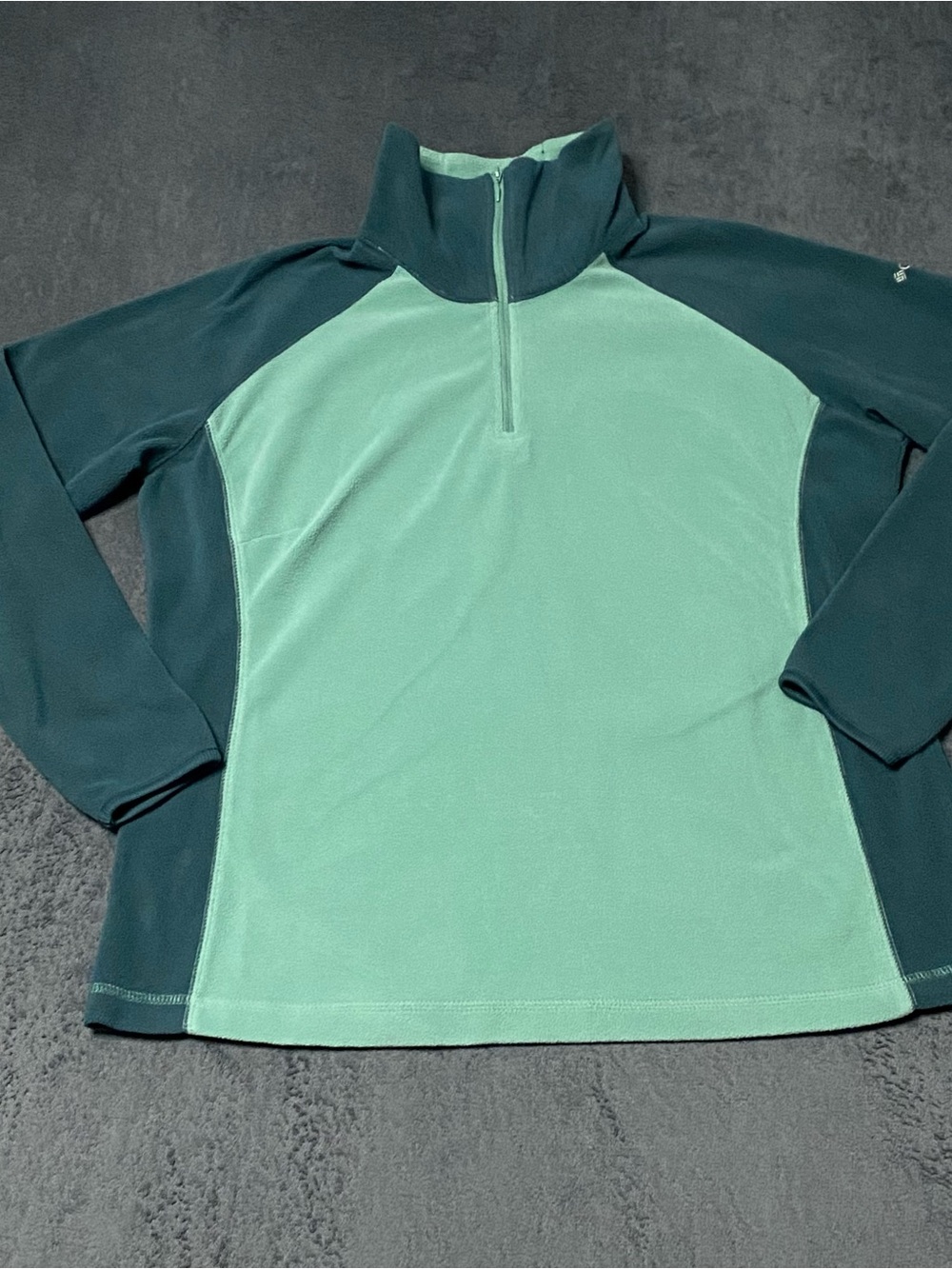 Columbia Arctic Air Fleece Sweater Womens XXL Green 1/4 Zip Pullover Mock Neck